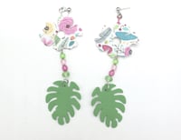 Image 1 of Blossom Breeze Dangles Handcrafted faux leather earrings
