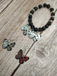 Image 6 of Enchanted Skull & Butterfly Bracelet and Earring Duo