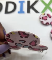 Image 10 of Hand crafted Cheetah Charm Mouse Shaped Faux Leather earrings