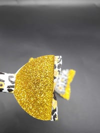 Image 3 of Gold Glitter and sunflower 2pc hairbow set