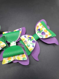 Image 4 of Mardi Gras 3pc Hairbow Set
