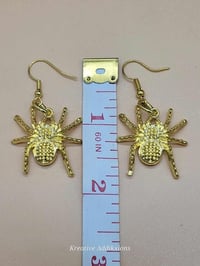 Image 4 of Gold Spider Earrings: Halloween Jewelry