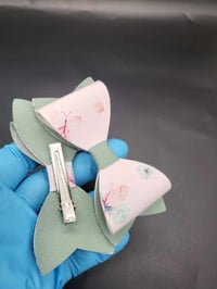 Image 5 of mint green and butterflies 2pc hairbow set for girls