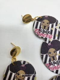 Image 5 of Handcrafted Black Princess Mickey Chic Faux Leather Earrings