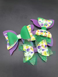 Image 5 of Mardi Gras 3pc Hairbow Set
