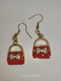 Image 3 of Kreative Addikxions red purse earrings