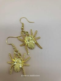 Image 5 of Gold Spider Earrings: Halloween Jewelry