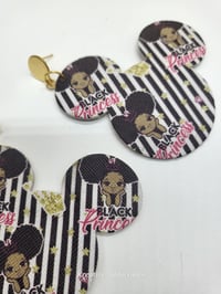 Image 6 of Handcrafted Black Princess Mickey Chic Faux Leather Earrings