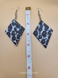 Image 4 of Handcrafted faux leather Diamond-shaped Leopard Print Earrings