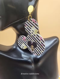 Image 7 of Handcrafted Black Princess Mickey Chic Faux Leather Earrings