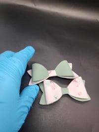Image 8 of mint green and butterflies 2pc hairbow set for girls