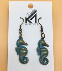 Image 5 of Handcrafted Bohemian Vintage Turquoise Dangle Earrings Set Retro Boho Ocean Theme