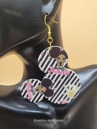 Image 8 of Handcrafted Black Princess Mickey Chic Faux Leather Earrings