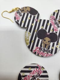 Image 9 of Handcrafted Black Princess Mickey Chic Faux Leather Earrings