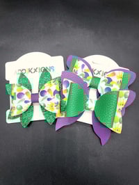 Image 10 of Mardi Gras 3pc Hairbow Set