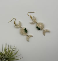 Image 1 of Opal Inspired Goddess Moon Earrings