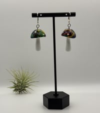 Image 3 of Tie Dye Mushroom Earrings