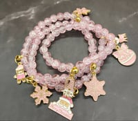 Image 1 of 3pc stacked Crystal Pink Christmas Bracelet