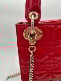 Image 4 of Christian Dior Mini Lady Dior Red Patent Cannage Calfskin Bag