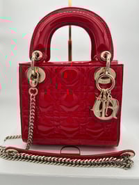 Image 1 of Christian Dior Mini Lady Dior Red Patent Cannage Calfskin Bag