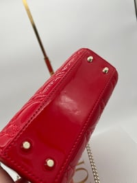 Image 14 of Christian Dior Mini Lady Dior Red Patent Cannage Calfskin Bag