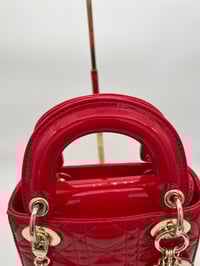 Image 5 of Christian Dior Mini Lady Dior Red Patent Cannage Calfskin Bag