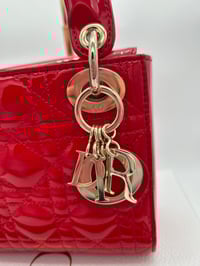 Image 2 of Christian Dior Mini Lady Dior Red Patent Cannage Calfskin Bag