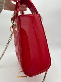 Image 7 of Christian Dior Mini Lady Dior Red Patent Cannage Calfskin Bag