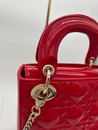 Image 11 of Christian Dior Mini Lady Dior Red Patent Cannage Calfskin Bag