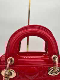 Image 10 of Christian Dior Mini Lady Dior Red Patent Cannage Calfskin Bag