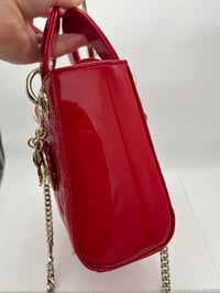 Image 12 of Christian Dior Mini Lady Dior Red Patent Cannage Calfskin Bag