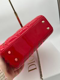 Image 13 of Christian Dior Mini Lady Dior Red Patent Cannage Calfskin Bag