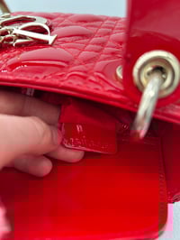 Image 17 of Christian Dior Mini Lady Dior Red Patent Cannage Calfskin Bag