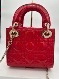Image 8 of Christian Dior Mini Lady Dior Red Patent Cannage Calfskin Bag