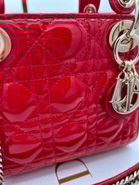 Image 3 of Christian Dior Mini Lady Dior Red Patent Cannage Calfskin Bag