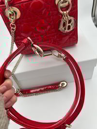Image 18 of Christian Dior Mini Lady Dior Red Patent Cannage Calfskin Bag