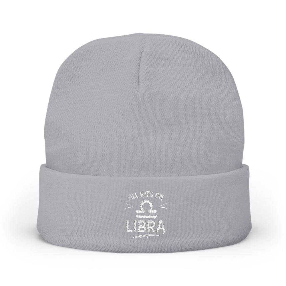 Image of Libra Embroidered Knit Beanie — "All Eyes On" Zodiac Winter Hat