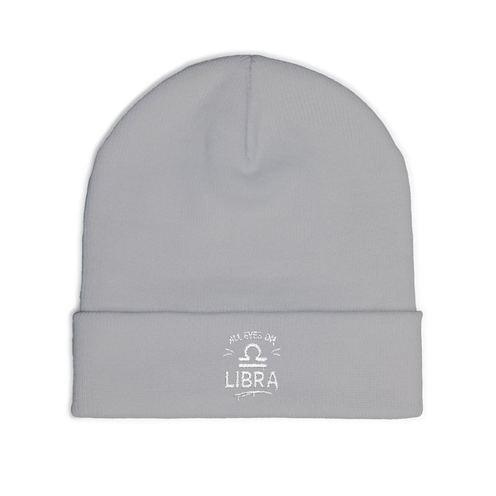 Image of Libra Embroidered Knit Beanie — "All Eyes On" Zodiac Winter Hat