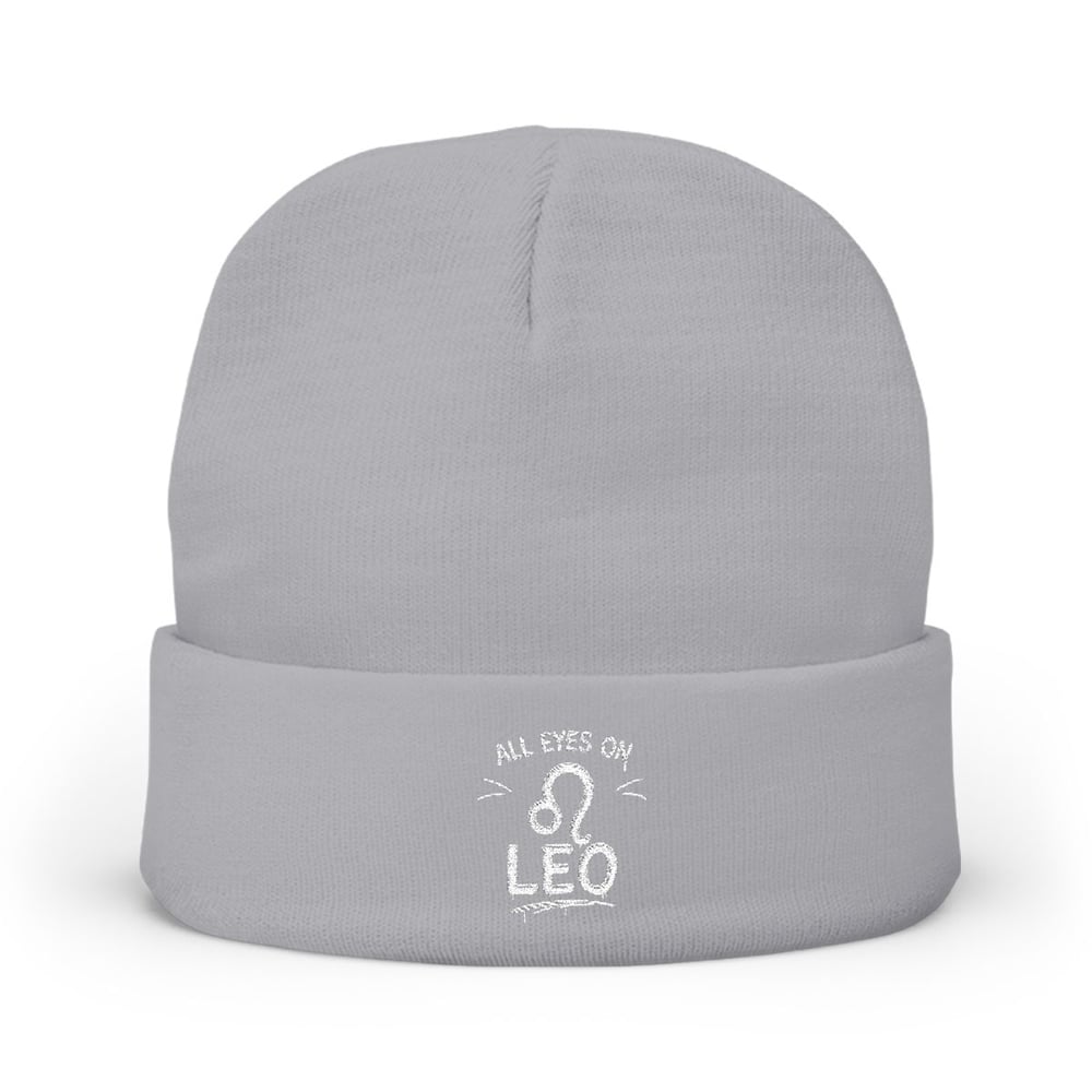 Image of Leo Embroidered Knit Beanie – “All Eyes On” Zodiac Winter Hat