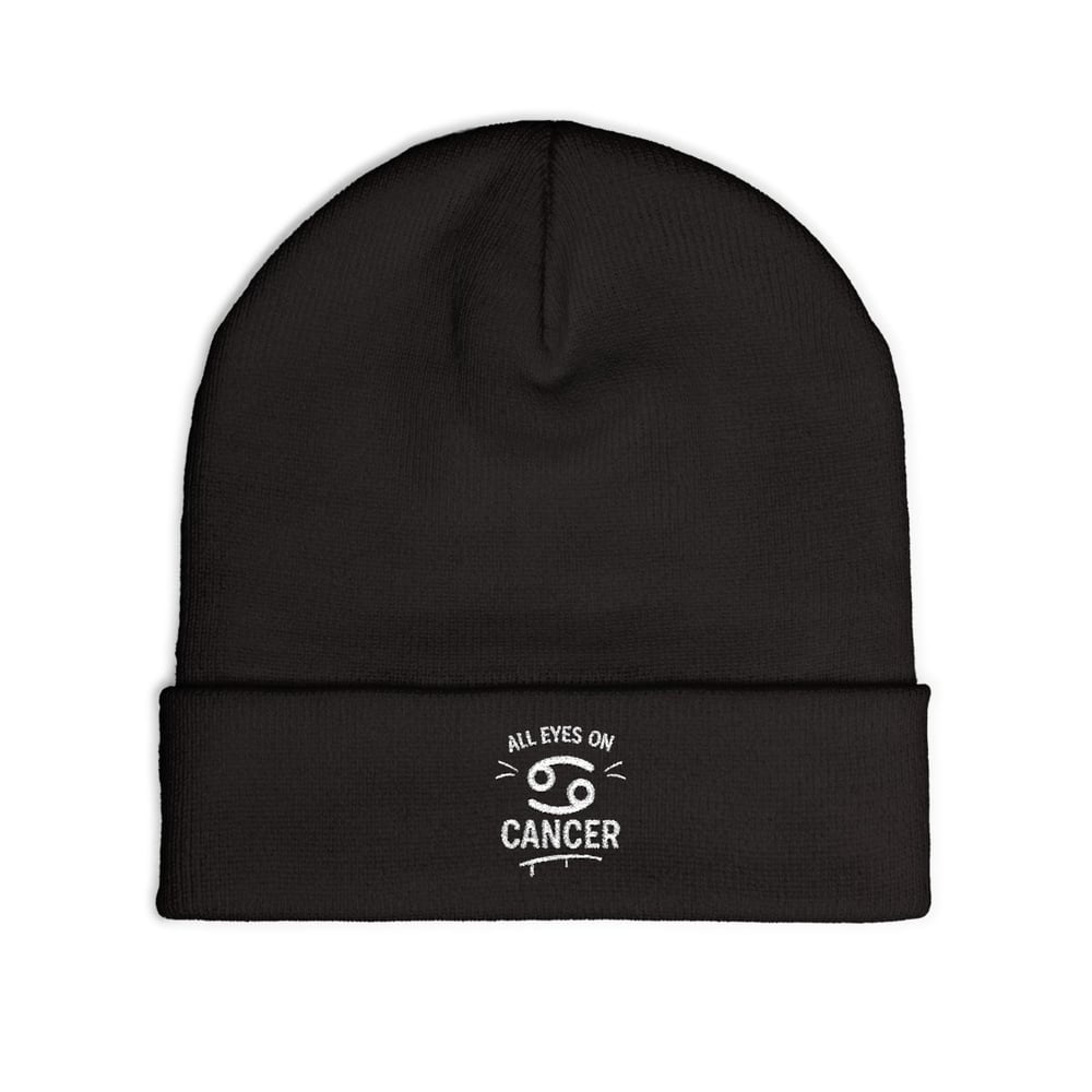Image of Beanie — "All Eyes on Cancer" Embroidered Awareness Knit Hat