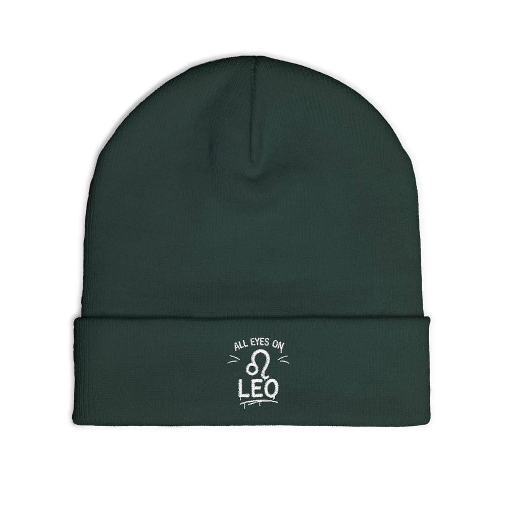 Image of Leo Embroidered Knit Beanie – “All Eyes On” Zodiac Winter Hat