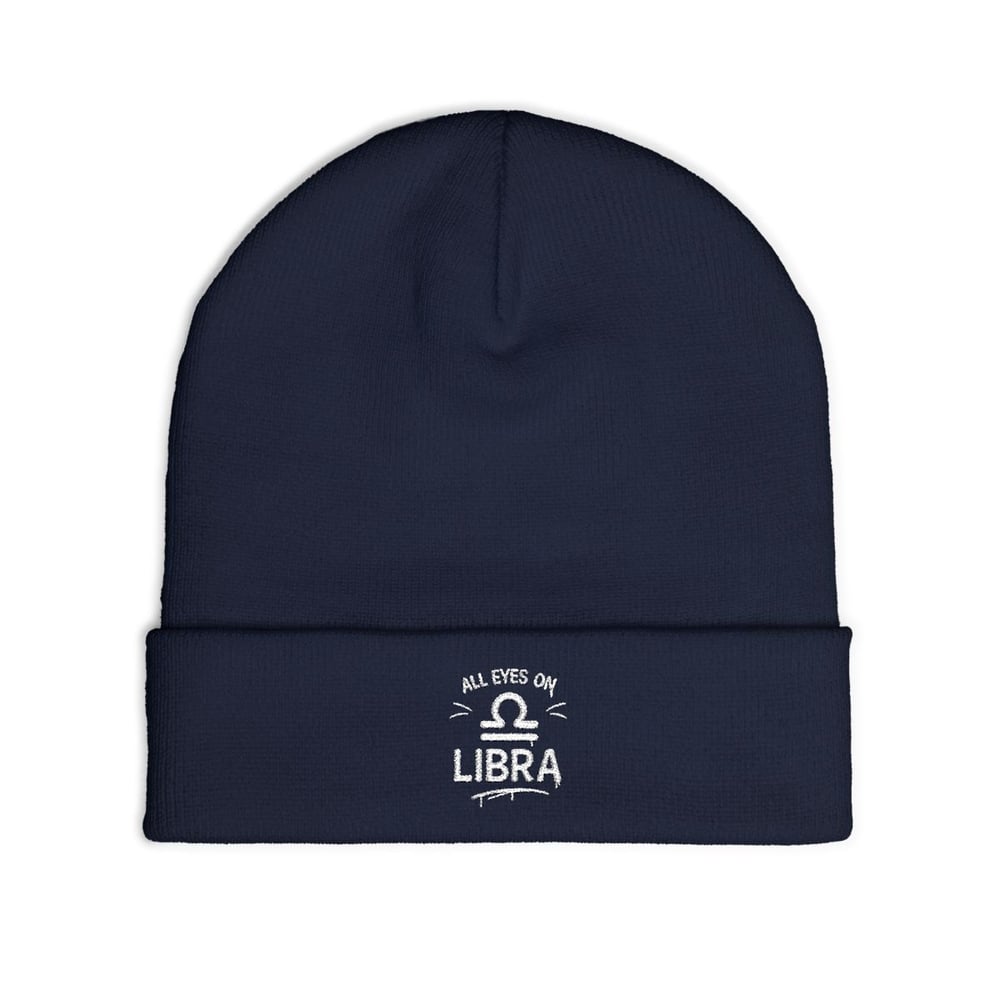 Image of Libra Embroidered Knit Beanie — "All Eyes On" Zodiac Winter Hat