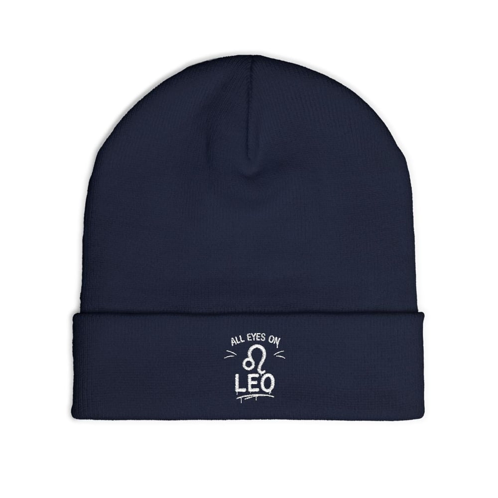 Image of Leo Embroidered Knit Beanie – “All Eyes On” Zodiac Winter Hat