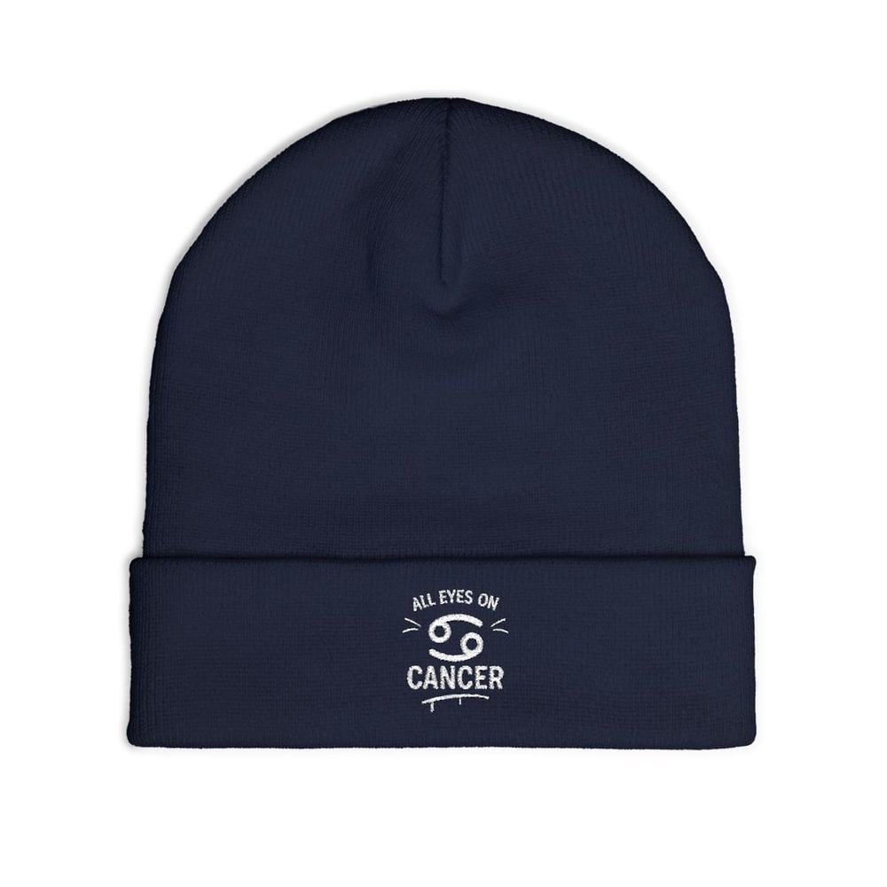 Image of Beanie — "All Eyes on Cancer" Embroidered Awareness Knit Hat