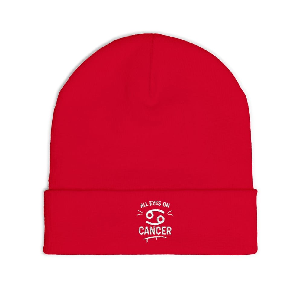 Image of Beanie — "All Eyes on Cancer" Embroidered Awareness Knit Hat