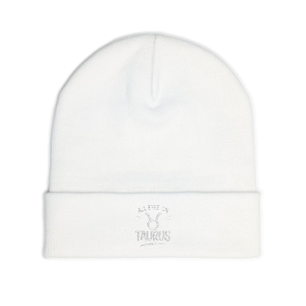 Image of Embroidered 'All Eyes on Taurus' Knit Beanie — Zodiac Taurus Winter Hat