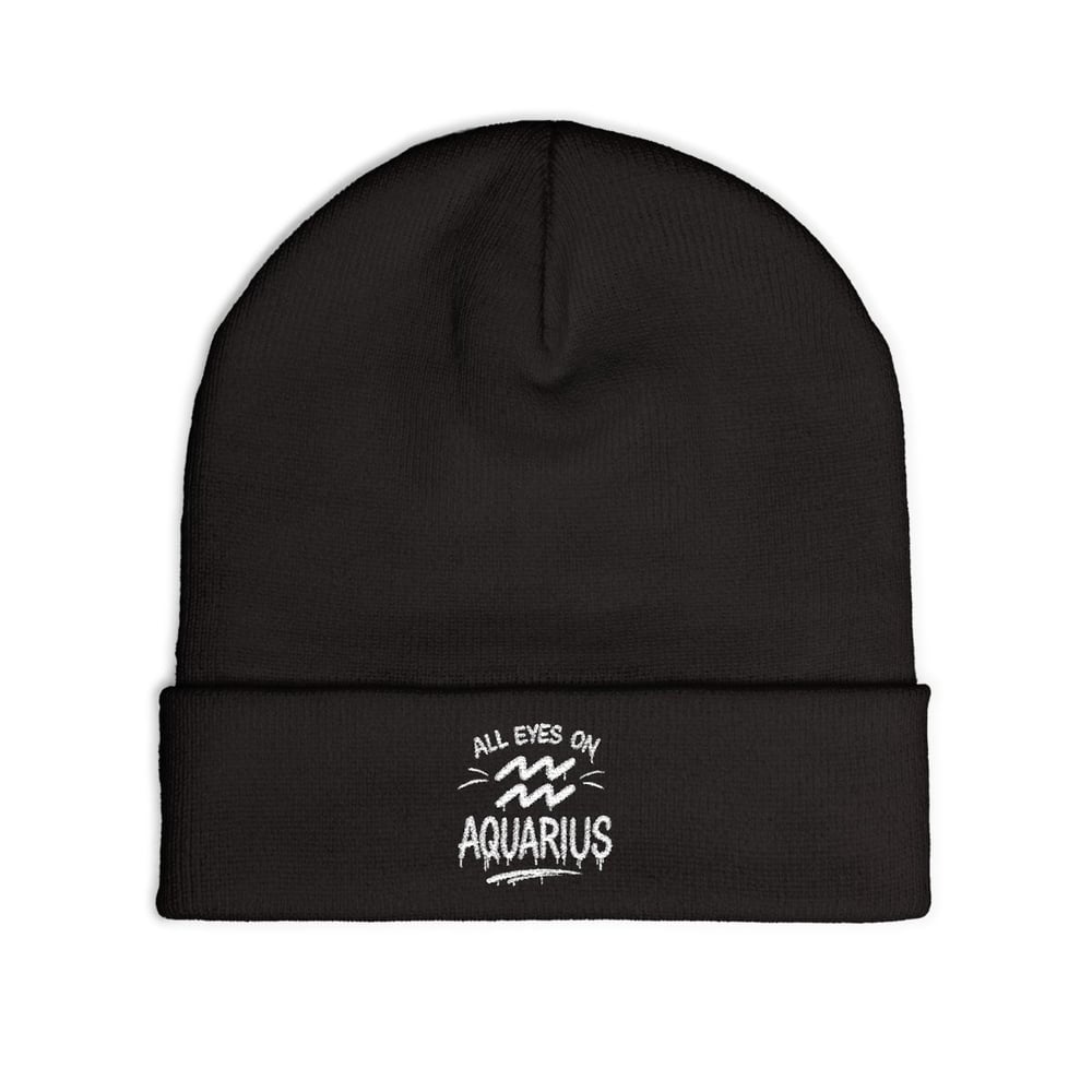 Image of Embroidered 'All Eyes On Aquarius' Knit Beanie