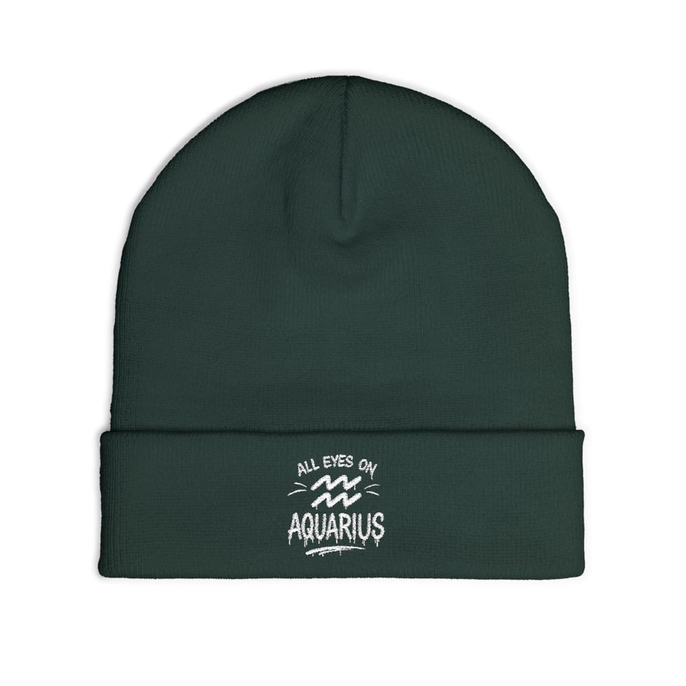 Image of Embroidered 'All Eyes On Aquarius' Knit Beanie