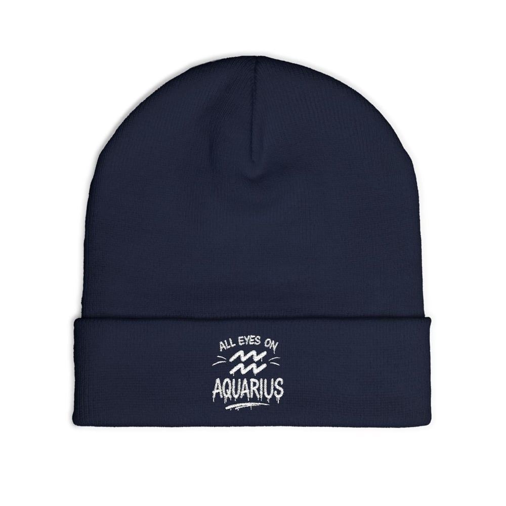 Image of Embroidered 'All Eyes On Aquarius' Knit Beanie