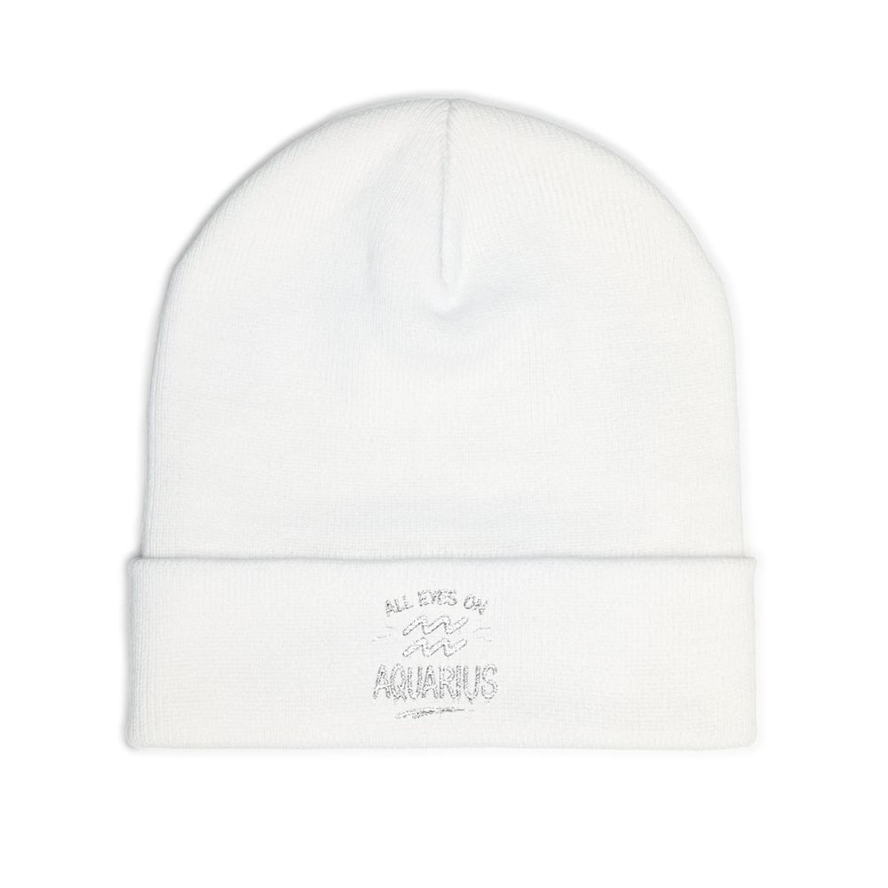 Image of Embroidered 'All Eyes On Aquarius' Knit Beanie